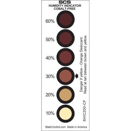 Bezpečnostní štítek, Žlutá, Stříbrná, Papír Humidity Indicator SCS, výška: 102 mm, šířka: 26mm