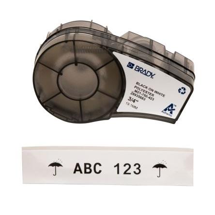 Páska do tiskárny štítků barva tisku Černá Bílá pro různé modely tiskáren BMP21 LAB Brady 6.4 m 19.05 mm 21 ft 0.75 in