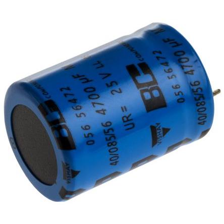 Kondenzátor, řada: 056 PSM-SI 4700 μF ±20 % 25V dc Pájecí MAL205656472E3, Zacvakávací montáž Vishay