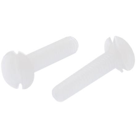 RS PRO Šroub s nízkou půlkulovou hlavou Drážka, Obyčejný, Nylon hlavice Zapuštěná 10.0 mm