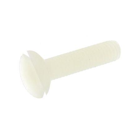 RS PRO Šroub s nízkou půlkulovou hlavou Drážka, Obyčejný, Nylon hlavice Zapuštěná 16.0 mm