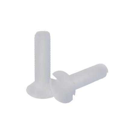 RS PRO Šroub s nízkou půlkulovou hlavou Drážka, Obyčejný, Nylon hlavice Zapuštěná 20.0 mm