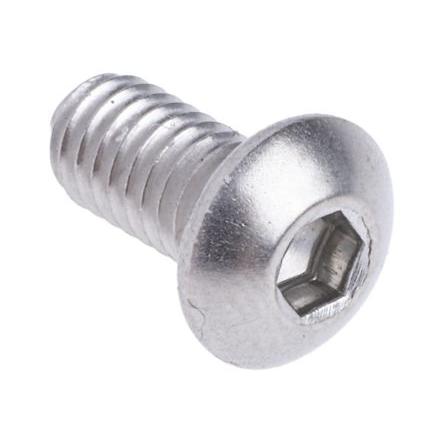 RS PRO Šroub s vnitřním šestihranem, Lesklý zinek, Nerezová ocel hlavice Vnitřní šestihran, M4, M4, délka: 8 mm