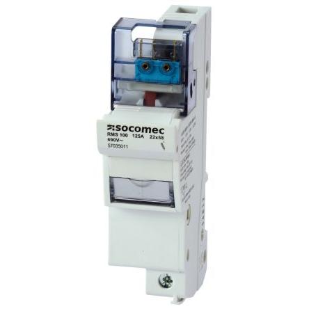 Držák pojistek s montáží na lištu DIN 125A 690V Socomec 22 x 58 mm 1pólový