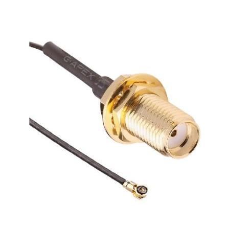 Koaxiální kabel, řada: CSJ-SGFB, Černá Polyolefin, A: Zástrčka, B: MHF4 200 mm Linx