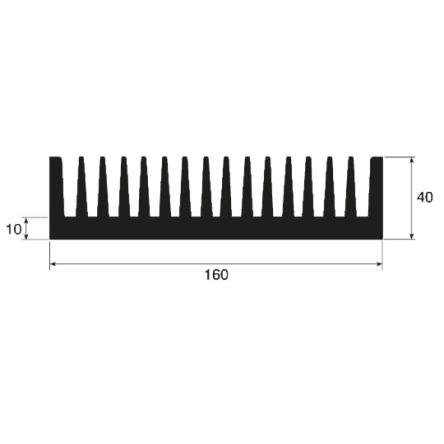RS PRO Chladič pro Univerzální Obdélníkový Hliník 0.65kΩ/W 40 mm 150 mm 160mm