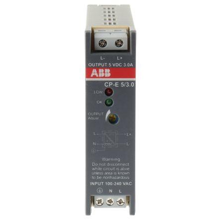 ABB Napájecí zdroj na lištu DIN CPE, počet výstupů: 5 Spínaný režim 240V ac 3 A AC/DC 5V dc DC 15 W