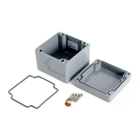 Hammond Univerzální skříň, řada: 1590Z IP68 barva Šedá IK08 barva Šedá Odlévaný hliník 100 mm 81 mm 100 mm Silikon
