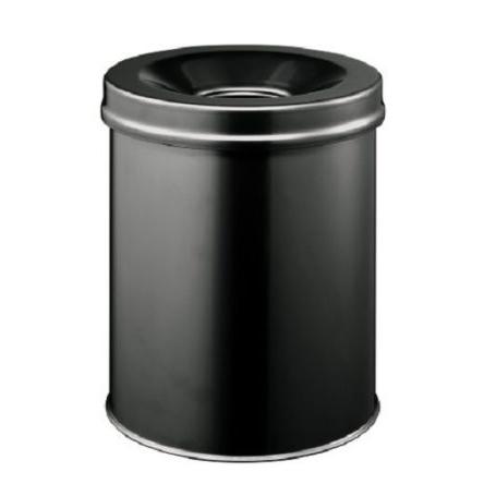 Durable Nádoba na odpad, Waste Basket Safe Round 15L, Černá Překlápěcí víko Ocel