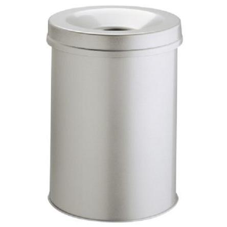 Durable Nádoba na odpad, Waste Basket Safe Round 15L, Šedá Překlápěcí víko Ocel