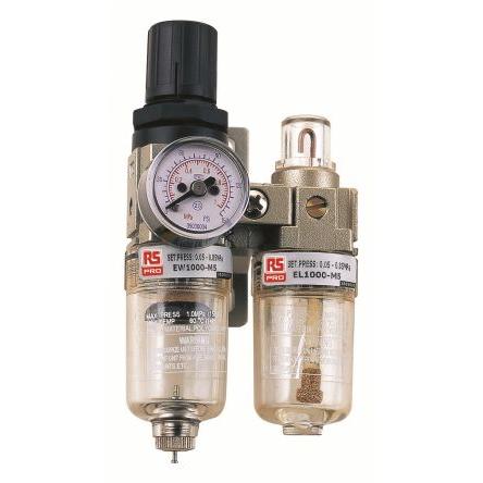 Lubrikátor regulátoru filtru, řada: EC, přípojka portu: 1/4 in G Ruční odvod velikost filtrace 25 μm RS PRO