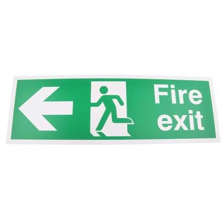 RS PRO Konec znamení, Tuhý plast FIRE EXIT, Bílá, Zelená Angličtina