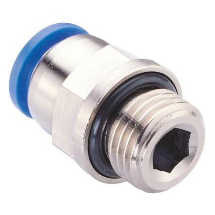 RS PRO Pneumatický přímý adaptér s vněj. závitem, řada: PC, 6mm Zásuvný, Vnější Odolné vůči chemikáliím M6 M
