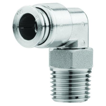 RS PRO Pneumatický kolenový adaptér s vněj. závitem, řada: 316L, Nerezová ocel, Vnější 1/4" BSPT BSPT