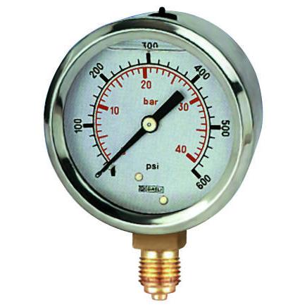 Tlakoměr 1/4" BSP 63 mm BSP 1/4 in Nerezová ocel, 60 °C 15 psi 0 psi RS PRO