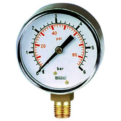 Tlakoměr 1/4" BSP 50 mm BSP 1/4 in Ocel, 60 °C 160 psi 0 psi RS PRO