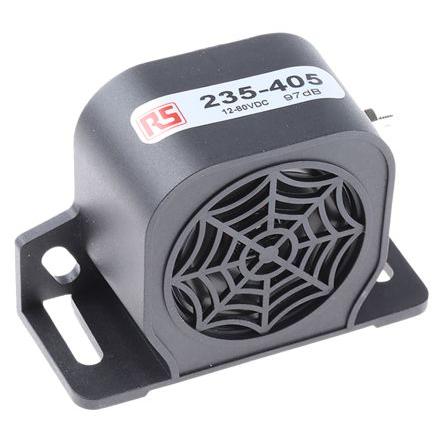 RS PRO Elektronická siréna Univerzální Černá 1 80V dc EMC, RoHS Compliant 97 dB @ 1m DC