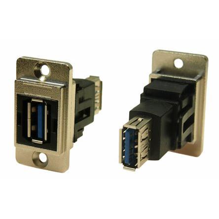 RS PRO Konektor USB, řada: FT Zásuvka/zásuvka, počet portů: 2portový, orientace těla: Rovný USB typu A na A, Panel USB