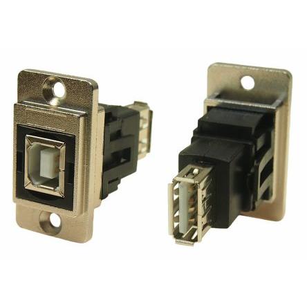 RS PRO Konektor USB, řada: FT Zásuvka/zásuvka, počet portů: 2portový, orientace těla: Rovný USB typu B na A, Panel USB