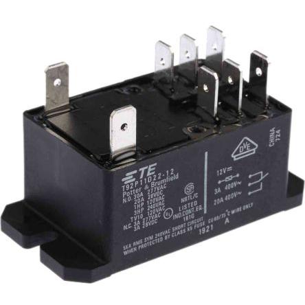 TE Connectivity Výkonové relé DPDT Montáž na přírubu 30A 12V dc T92
