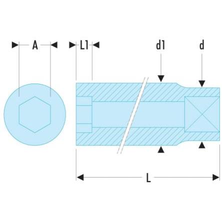 Zásuvka 12.7 mm pohon 1 mm 12 bodů Čtvercový, celková délka: 15.2mm Facom