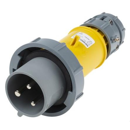 MENNEKES Průmyslový napájecí konektor, řada: PowerTOP, IP67, Kabel, formát pólů: 3P, orientace těla: Rovný barva Žlutá,