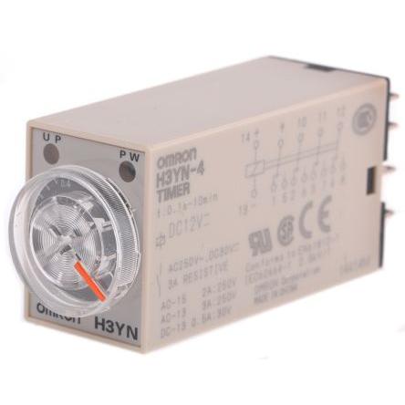 Omron Časovací relé, řada: H3YN Lišta DIN 4kontaktové 125 V dc 12V ac Multifunkční funkce Zásuvka 0.1 s to 10 min