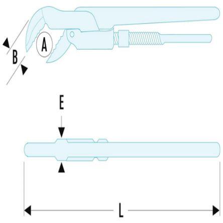 Klíč Trubkový hasák, celková délka: 600mm, Kov, Kovaná ocel, rozevření čelistí: 60 mm Facom