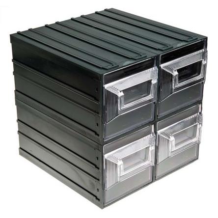 Skladovací jednotka se zásuvkami 4 Průhledné Plastové Průhledné zásuvky 208 mm x 208mm x 222 mm RS PRO