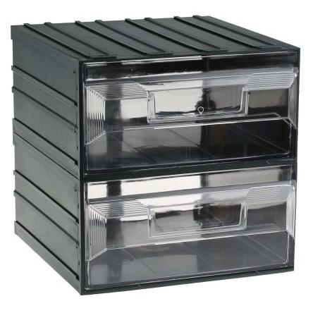 Skladovací jednotka se zásuvkami 2 Průhledné Plastové Průhledné zásuvky 208 mm x 208mm x 222 mm RS PRO