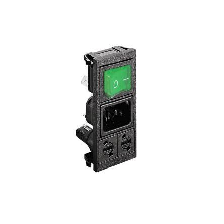 Bulgin Konektor IEC C14, orientace těla: Svislé, Montáž do panelu velikost pojistky 5 x 20 mm Vnitřní, 250V 10A