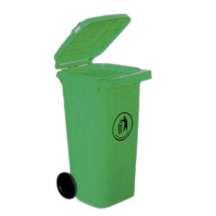 RS PRO Odpadkový koš 120L, Zelená Překlápěcí víko Polypropylen