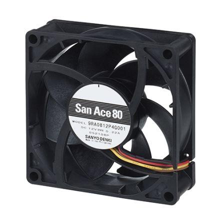 Sanyo Denki Axiální ventilátor, řada: San Ace, průtok vzduchu: 3.68 m³/min 6.6 W 12V dc 550 mA 120 mm 120mm 25 mm