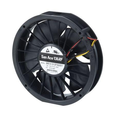 Sanyo Denki Axiální ventilátor, řada: San Ace, průtok vzduchu: 2.1 m³/min 3.12 W 24V dc 130 mA 131.5 mm 136mm 28 mm