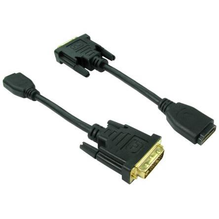 RS PRO, A: Vnější Duální propojení DVI-D, B: Vnitřní HDMI 150 mm Kabel DVI, Černá, Polyvinylchlorid