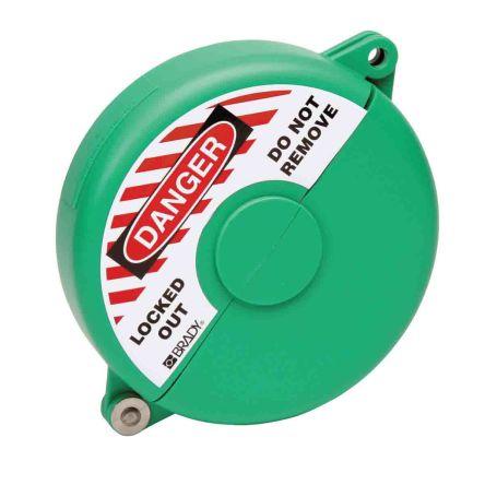 Brady, Uzamčení ventilu brány Zelená 1 zámek, Polypropylen Uzamčení 9.53 mm