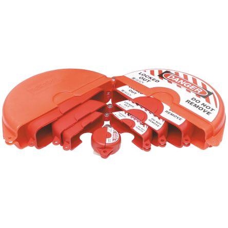 Brady, Uzamčení ventilu brány Červená 1 zámek, Polypropylen Uzamčení 9.53 mm
