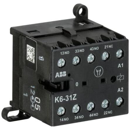 ABB 4 póly Relé stykače napětí ve vinutí 127V dc 4pólový 4 A s 3 NO, 1 NC kontakty 690V, rozsah: K6-31Z 4P