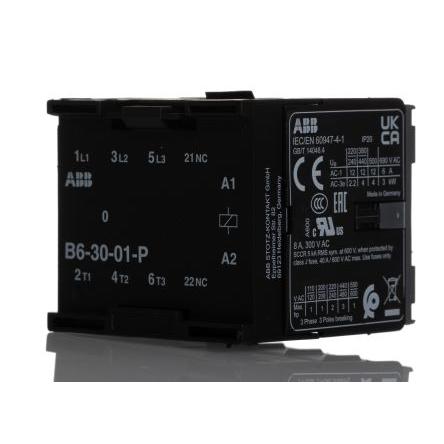 ABB 1 NC Stykač napětí ve vinutí 240V 3pólový 20 A 4 kW s 3 NO kontakty 127V Řídicí jednotka, rozsah: B6 3P