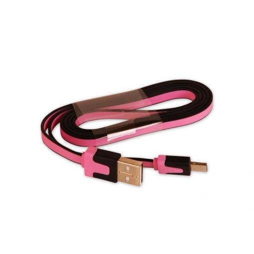 Kabel USB - Micro USB plochý růžový 80 cm CPA
