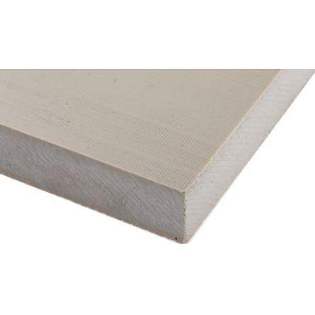 RS PRO Plastová deska, Polyetherketon barva Béžová, délka: 300 mm, šířka: 245mm, tloušťka: 20 mm