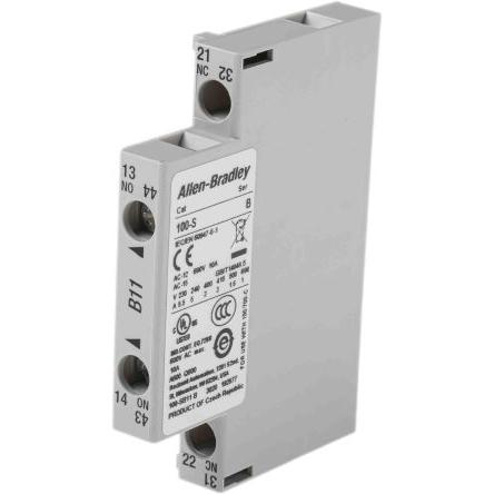 Allen Bradley Pomocný kontakt 1 NO/1 NC 2 Panel, rozsah: 100S s Šroub 10 A 600V