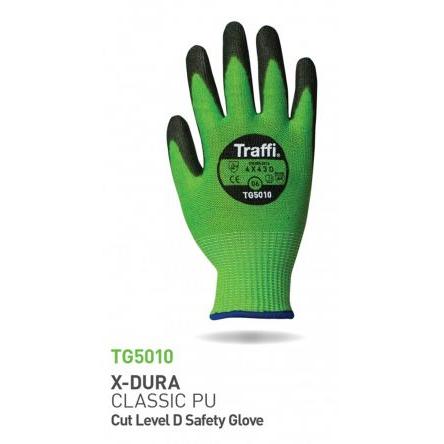Traffi Manipulační rukavice Černá, Zelená CE Elastan, Laminát, HPPE, Nylon, Polyester, Ocel Ano Ano Ano Polyuretan 10