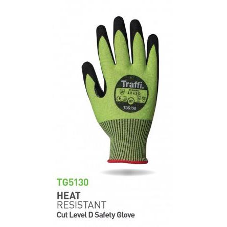 Traffi Rukavice odolní vůči kapalinám/olejům Zelená ASTM ANSI CUT LEVEL A4, EN 407:2004, EN 388:2016 Polyester, Laminát,