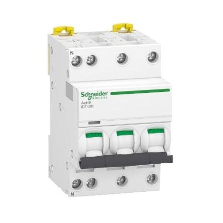 Schneider Electric Miniaturní jistič, rozsah: Acti9 iDT40K 3+Npólový 10A vypínací výkon 4500 A, charakteristika: Typ C,