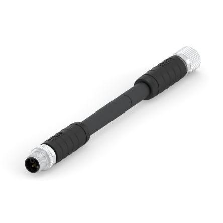 Kabel ovladače snímače, A: Vnější, A: Rovný 4, B: Přímý, B: Vnitřní, 63V 4, IP67, řada: M12 L-Code TE Connectivity 1.5 m
