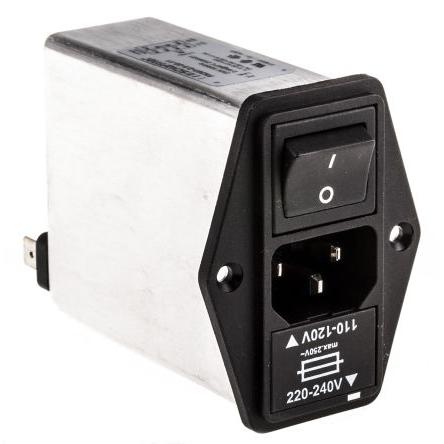 Schaffner Filtr IEC 2.5A, řada: 110-120 V or 220-240 V C14 Vnější, Montáž do panelu 5 x 20 mm, 250V ac 2 póly, 400Hz, 50