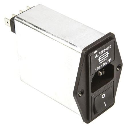Schaffner Filtr IEC 6A C14 Vnější, Montáž do panelu 5 x 20 mm, 250V ac 2 póly, 400Hz, 50 Hz Faston, 85 °C 1, -25 °C