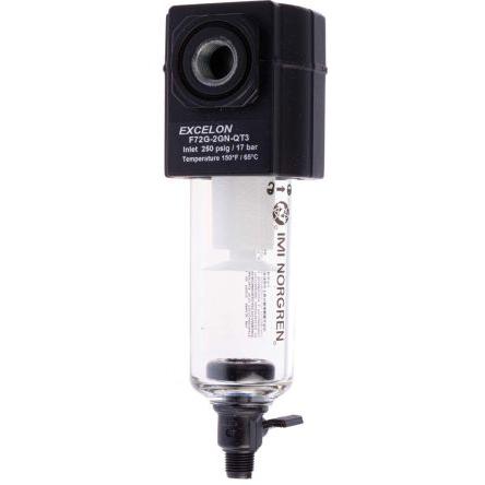 Pneumatický filtr, řada: EXCELON 72 40 μm, max. průtok: 28 dm³/s, přípojka portu: 1/4 in Ruční 10 bar Norgren