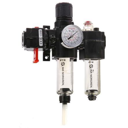 FRL, řada: BL72, přípojka portu: 1/4 in G Automatické odvod velikost filtrace 40 μm Norgren Integrovaný ukazatel tlaku